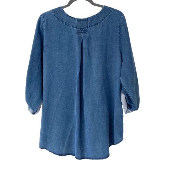 Soft Surroundings Fairmont Blue Chambray Tencel Tunic Top Shirt size large - Picture 5 of 8